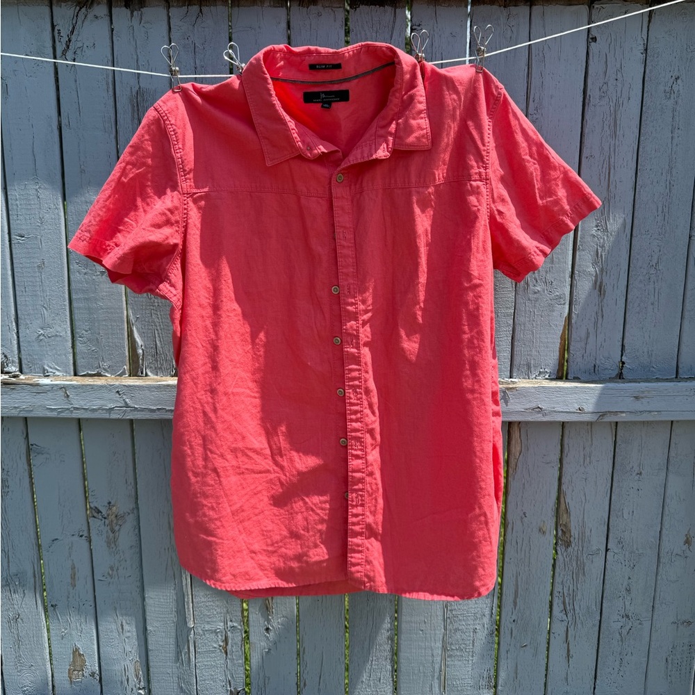 Marc Anthony Men’s Slim Fit Coral Linen Button Down Shirt Size XL